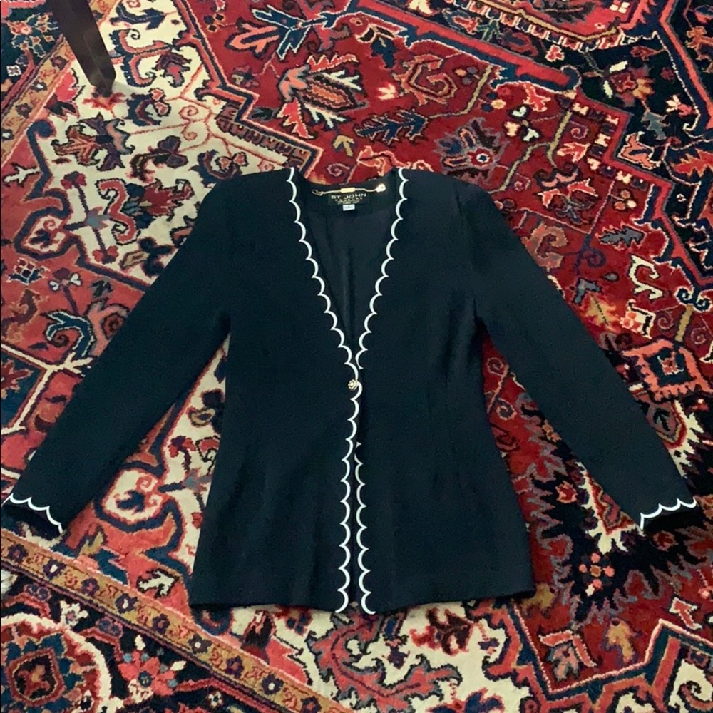 St. John Couture Black/White Scalloped Jacket